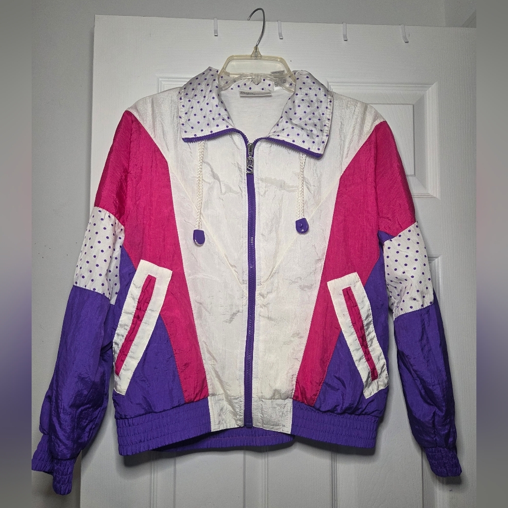 Vintage Petite Projections Windbreaker Jacket Small EUC